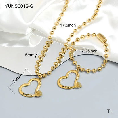 Wholesale Casual Simple Style Classic Style Heart Shape Stainless Steel Plating 18k Gold Plated Bracelets Necklace