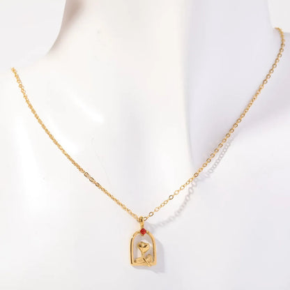 Wholesale Casual Simple Style Color Block Titanium Steel Plating 18k Gold Plated Pendant Necklace