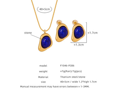 Wholesale Casual Simple Style Color Block Titanium Steel Plating Inlay 18k Gold Plated Natural Stone Earrings Necklace