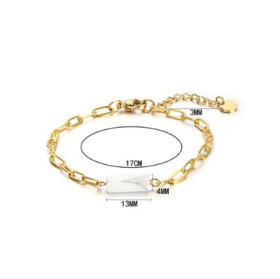 Casual Simple Style Geometric 304 Stainless Steel Natural Stone 18K Gold Plated Bracelets In Bulk