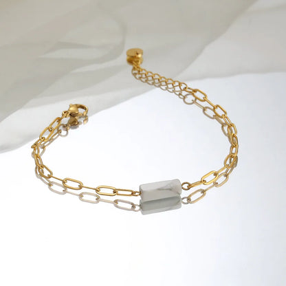 Casual Simple Style Geometric 304 Stainless Steel Natural Stone 18K Gold Plated Bracelets In Bulk