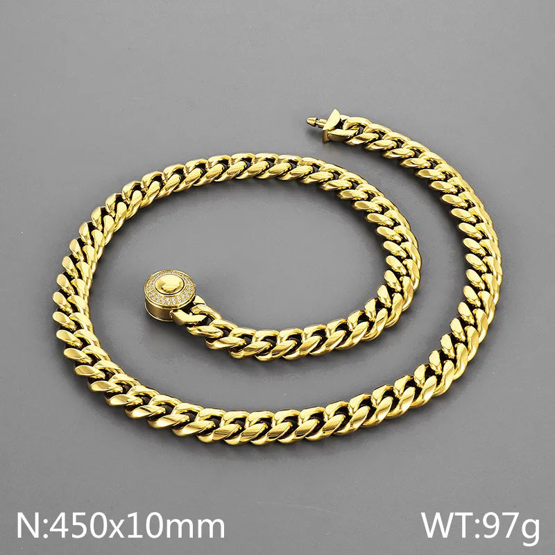 Wholesale Jewelry Casual Simple Style Geometric Titanium Steel Rhinestones 18K Gold Plated Polishing Inlay Bracelets Necklace