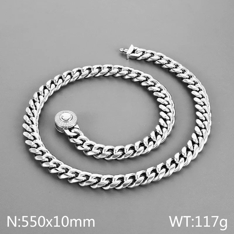 Wholesale Jewelry Casual Simple Style Geometric Titanium Steel Rhinestones 18K Gold Plated Polishing Inlay Bracelets Necklace