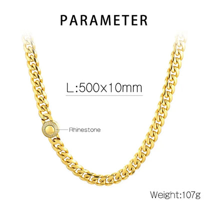 Wholesale Jewelry Casual Simple Style Geometric Titanium Steel Rhinestones 18K Gold Plated Polishing Inlay Bracelets Necklace