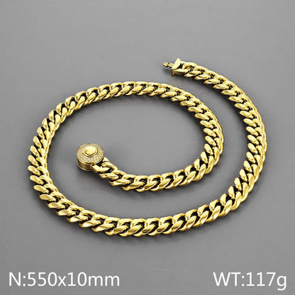 Wholesale Jewelry Casual Simple Style Geometric Titanium Steel Rhinestones 18K Gold Plated Polishing Inlay Bracelets Necklace