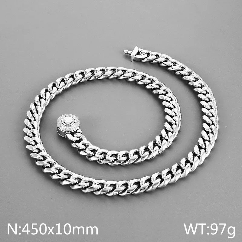 Wholesale Jewelry Casual Simple Style Geometric Titanium Steel Rhinestones 18K Gold Plated Polishing Inlay Bracelets Necklace