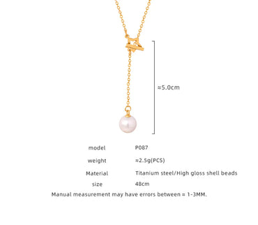 Casual Star Artificial Pearl Titanium Steel Plating 18k Gold Plated Necklace