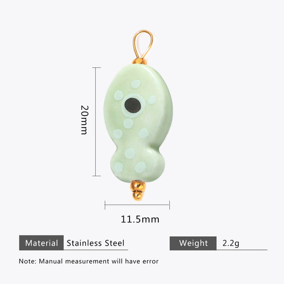 Wholesale Ceramic And Stainless Steel Fish Shape Polka Dot Handmade Jewelry Accessories With Electroplating
