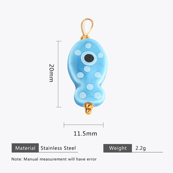 Wholesale Ceramic And Stainless Steel Fish Shape Polka Dot Handmade Jewelry Accessories With Electroplating