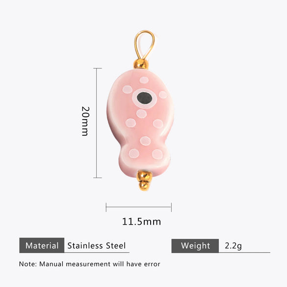 Wholesale Ceramic And Stainless Steel Fish Shape Polka Dot Handmade Jewelry Accessories With Electroplating