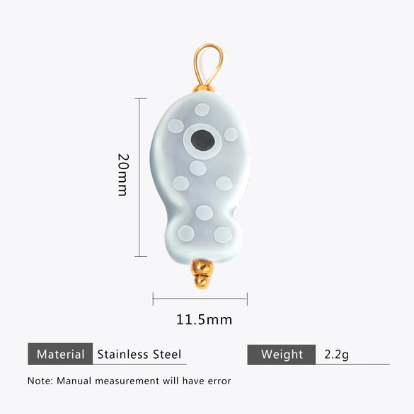 Wholesale Ceramic And Stainless Steel Fish Shape Polka Dot Handmade Jewelry Accessories With Electroplating