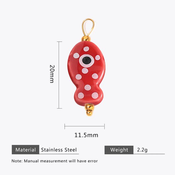 Wholesale Ceramic And Stainless Steel Fish Shape Polka Dot Handmade Jewelry Accessories With Electroplating