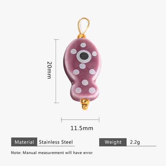 Wholesale Ceramic And Stainless Steel Fish Shape Polka Dot Handmade Jewelry Accessories With Electroplating