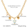 Wholesale Ceramic And Stainless Steel Heartshaped Tassel Necklace With Geometric Pattern And Electroplating For Women