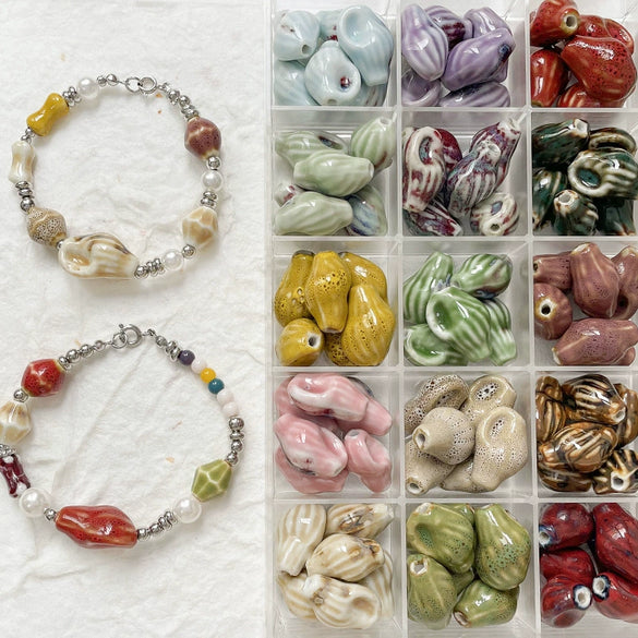 Wholesale Ceramic Conch Pattern Loose Beads For Handmade Jewelry Retro Style With High Temperature Flower Glaze And Paint Treatment