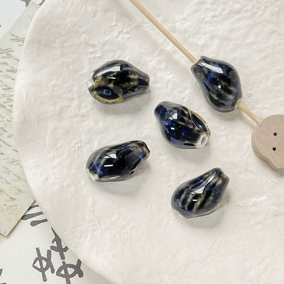 Wholesale Ceramic Conch Pattern Loose Beads For Handmade Jewelry Retro Style With High Temperature Flower Glaze And Paint Treatment