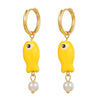 Wholesale Ceramic Copper Geometric Fish Earrings Purely Handmade For Female Students