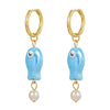 Wholesale Ceramic Copper Geometric Fish Earrings Purely Handmade For Female Students