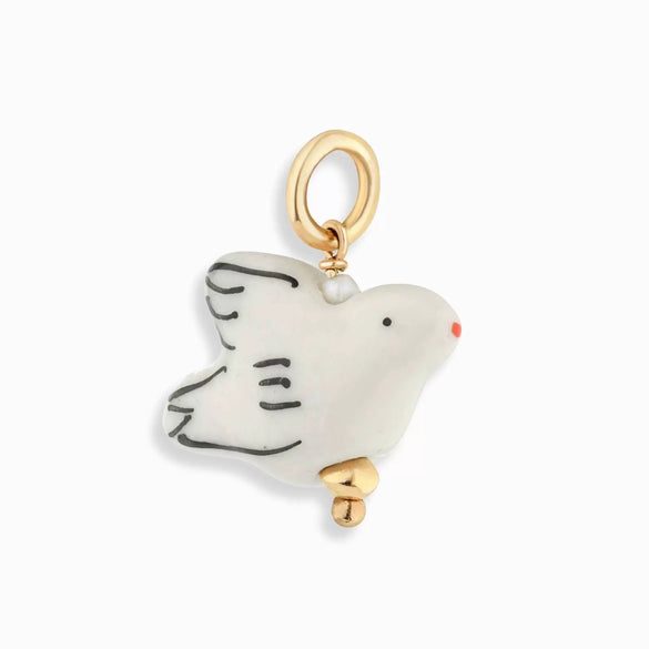 Wholesale Ceramic Pendant Necklace With Cherry Bird Redcrowned Crane Pattern Gold Electroplated For Women