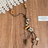 Wholesale Ceramic Pendant Necklace With Wooden Beads Handmade Retro Style Geometric And Flower Pattern For Women