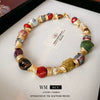Wholesale Ceramic Vintage Elegant Flower Geometric Clavicle Necklace For Women With Electroplating