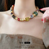 Wholesale Ceramic Vintage Elegant Flower Geometric Clavicle Necklace For Women With Electroplating