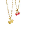 Wholesale Cherry Girl Pink Pendant Necklace Titanium Steel Geometric Fruit Style Furnace Vacuum Electroplated 18K Real Gold Color Retaining