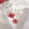 Wholesale Cherry Petal And Cherry Fruit Stud Earrings Made Of Alloy With Dripping Oil