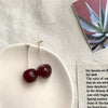 Wholesale Cherry Petal And Cherry Fruit Stud Earrings Made Of Alloy With Dripping Oil