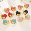 Wholesale Chic Style Stainless Steel Heartshaped Dripping Oil Earrings For Women