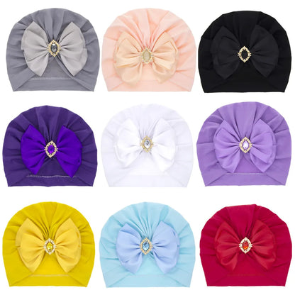 Wholesale Children'S Solid Color Big Bow Rhinestone Hedging Hat Nihaojewelry