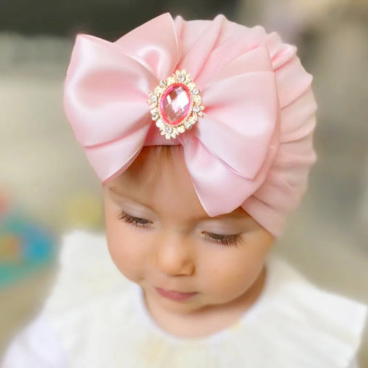 Wholesale Children'S Solid Color Big Bow Rhinestone Hedging Hat Nihaojewelry