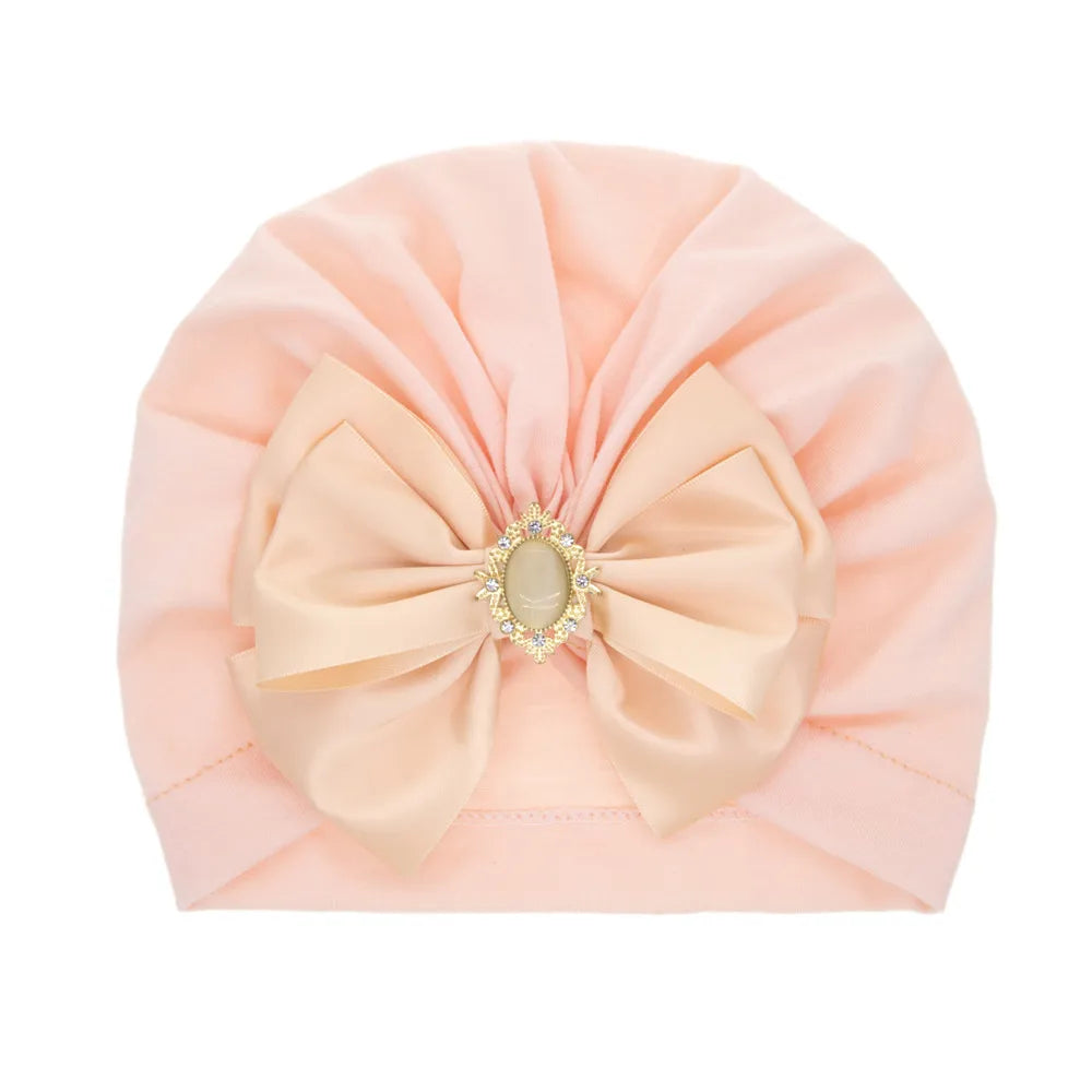 Wholesale Children'S Solid Color Big Bow Rhinestone Hedging Hat Nihaojewelry