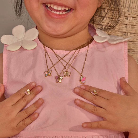Wholesale Children's And Women's Stainless Steel Titanium Steel Jewelry Set With Heart Drop Bell Patterns Electroplated