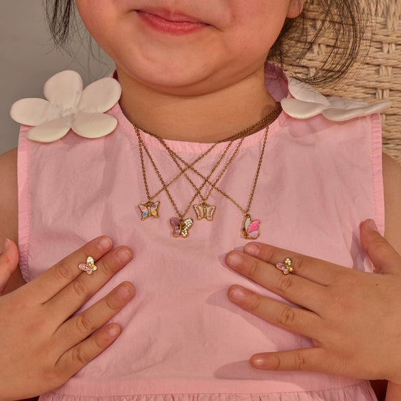 Wholesale Children's And Women's Stainless Steel Titanium Steel Jewelry Set With Heart Drop Bell Patterns Electroplated