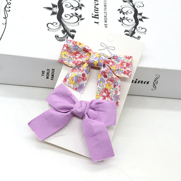 Wholesale Children's Bow Hairpin Floral Cloth Handmade Hair Accessories Duckbill Clip