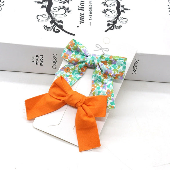 Wholesale Children's Bow Hairpin Floral Cloth Handmade Hair Accessories Duckbill Clip