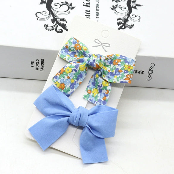 Wholesale Children's Bow Hairpin Floral Cloth Handmade Hair Accessories Duckbill Clip