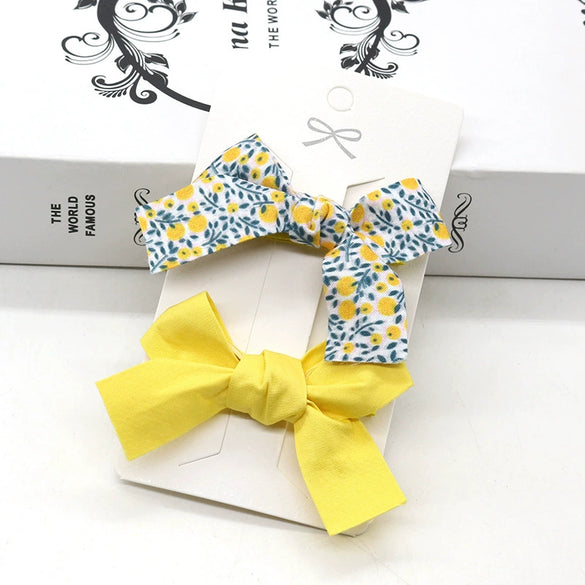 Wholesale Children's Bow Hairpin Floral Cloth Handmade Hair Accessories Duckbill Clip