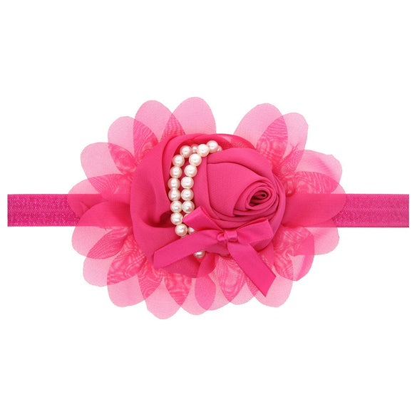 Wholesale Children's Cloth Hair Band With Pearl Flower Pattern Handmade