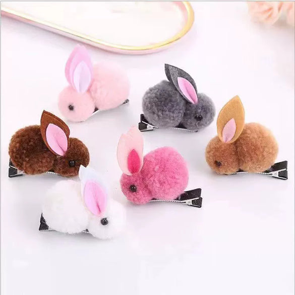 Wholesale Children's Cloth Handmade Rabbit Hair Clip Hair Accessories