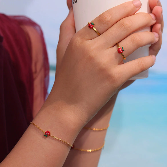 Wholesale Children's Jewelry Set With Ferris Wheel And Red Apple Pendant Made Of Titanium Steel And Stainless Steel Electroplated