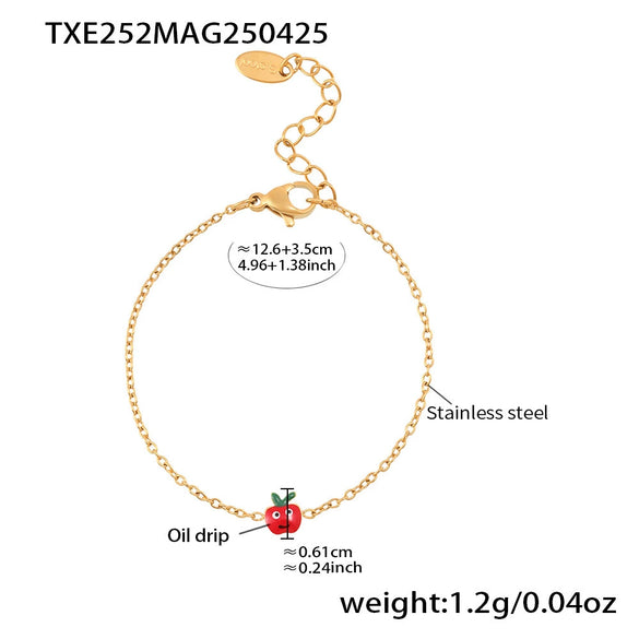 Wholesale Children's Jewelry Set With Ferris Wheel And Red Apple Pendant Made Of Titanium Steel And Stainless Steel Electroplated