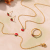 Wholesale Children's Jewelry Set With Ferris Wheel And Red Apple Pendant Made Of Titanium Steel And Stainless Steel Electroplated