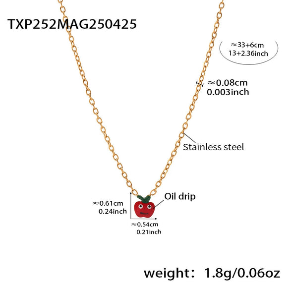 Wholesale Children's Jewelry Set With Ferris Wheel And Red Apple Pendant Made Of Titanium Steel And Stainless Steel Electroplated