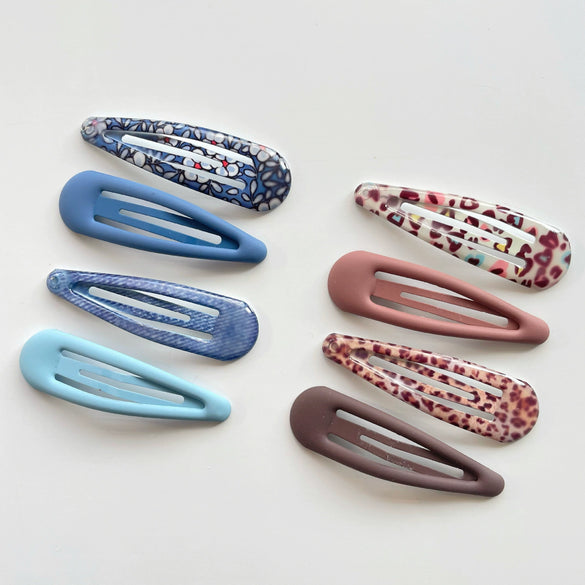 Wholesale Children's Metal Bb Clip Hair Accessories With Frosted Rubber Paint And Epoxy Printing Floral Fruit Design
