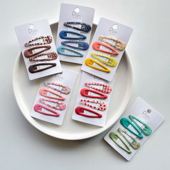 Wholesale Children's Metal Bb Clip Hair Accessories With Frosted Rubber Paint And Epoxy Printing Floral Fruit Design