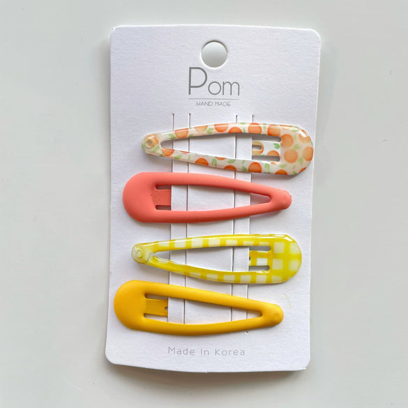 Wholesale Children's Metal Bb Clip Hair Accessories With Frosted Rubber Paint And Epoxy Printing Floral Fruit Design