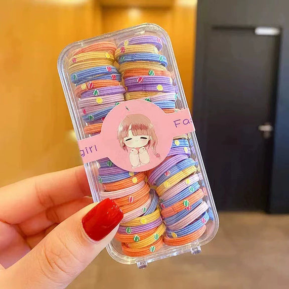 Wholesale Children's Rubber Band Hair Rope Handmade Cartoon Style With Letters Numbers Text Star Strawberry Flower Patterns For Girls