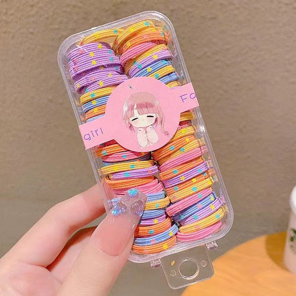 Wholesale Children's Rubber Band Hair Rope Handmade Cartoon Style With Letters Numbers Text Star Strawberry Flower Patterns For Girls